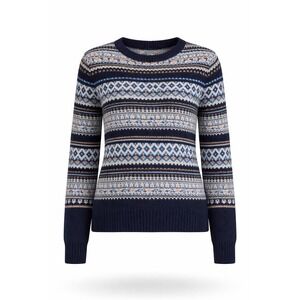 EDC Esprit Y2K Fair Isle Nordic Sweater Womens L Blue Cozy Winter Retro